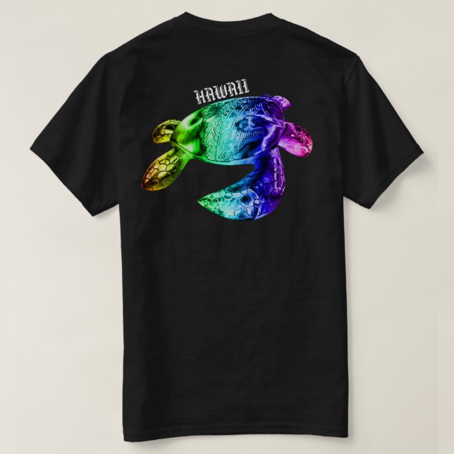 Camiseta Arcoiris honu de la tribu Hawaii (Reverso del diseño)