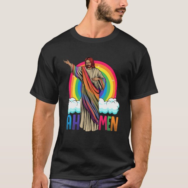 Camiseta Arcoiris Jesús Ah Hombres (Anverso)
