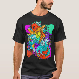 Camiseta Arcoiris Koi pescado Guay Tattoo Jinli Japón