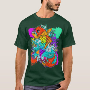 Camiseta Arcoiris Koi Pintando peces coloridos japoneses