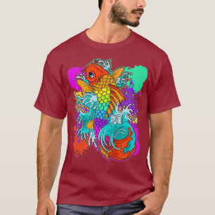 Camiseta Arcoiris Koi Pintando peces coloridos japoneses