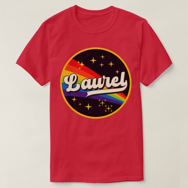 Camiseta Arcoiris Laurel al estilo vintage espacial (Diseño del anverso)