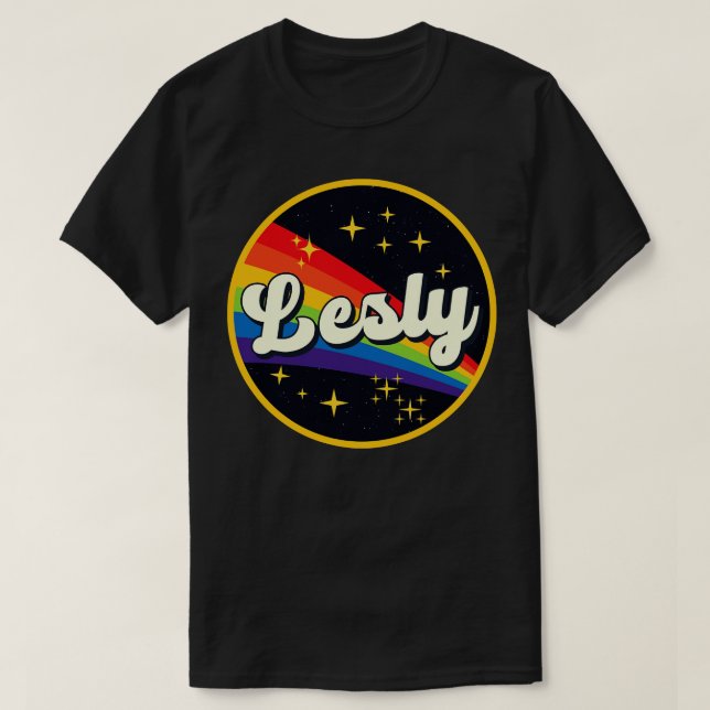 Camiseta Arcoiris Lesbiano en el espacio Estilo de la cosec (Diseño del anverso)