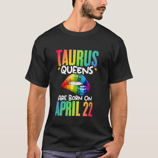 Camiseta Arcoiris Levanta Taurus Queens Cumpleaños Rótulo Z (Anverso)