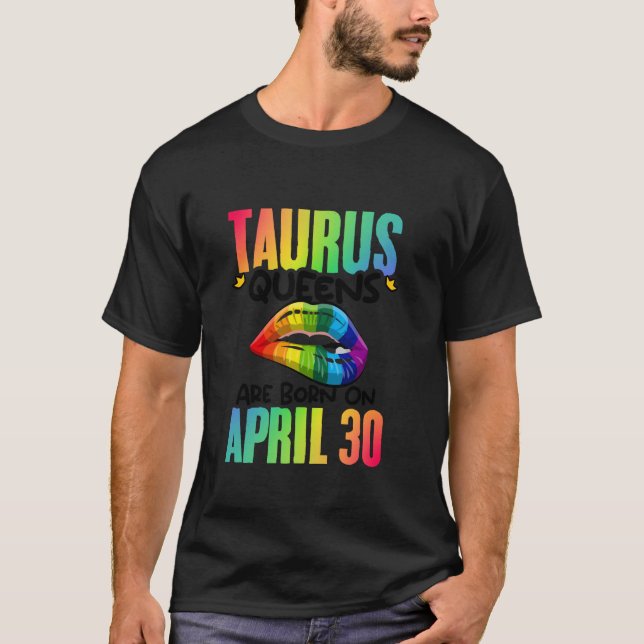 Camiseta Arcoiris Levanta Taurus Queens Cumpleaños Rótulo Z (Anverso)