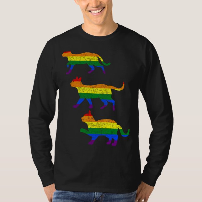 Camiseta Arcoíris Lgbt Orgullo Gay Gato Queer Igualdad Lgbt (Anverso)