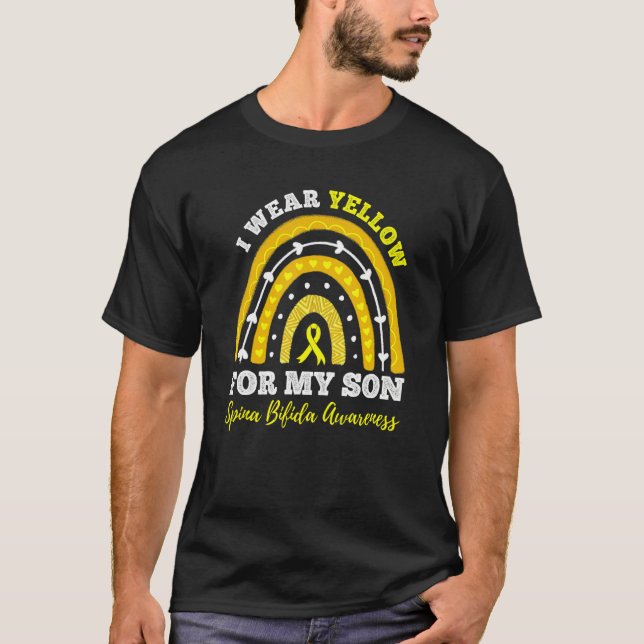 Camiseta Arcoíris Llevo Amarillo Por Mi Hijo Spina Bifida C (Anverso)