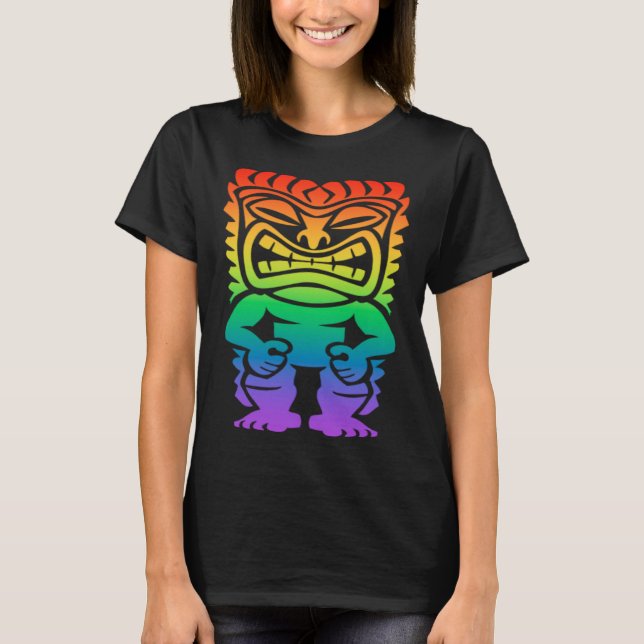 Camiseta Arcoiris Lono Hawai Tiki Dios Tribal Polinesio H (Anverso)