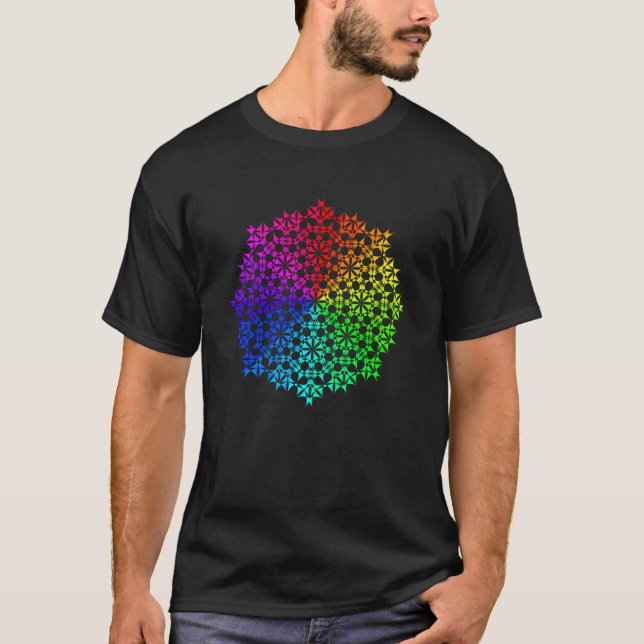 Camiseta Arcoiris Mandala Lotus Flor Geometría sagrada Yoga (Anverso)