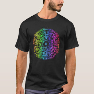 Camiseta Arcoiris Mandala Rosette Flor Vibe de yoga geométr