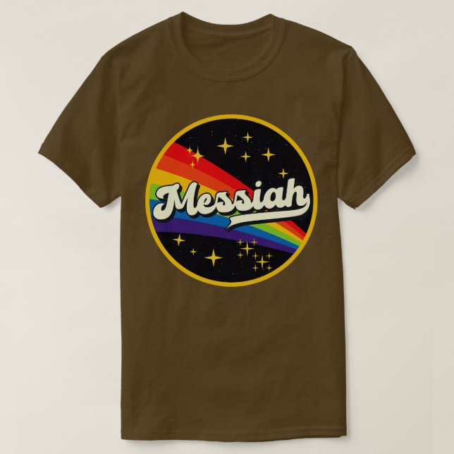 Camiseta Arcoiris Mesías En El Espacio Estilo Vintage (Diseño del anverso)