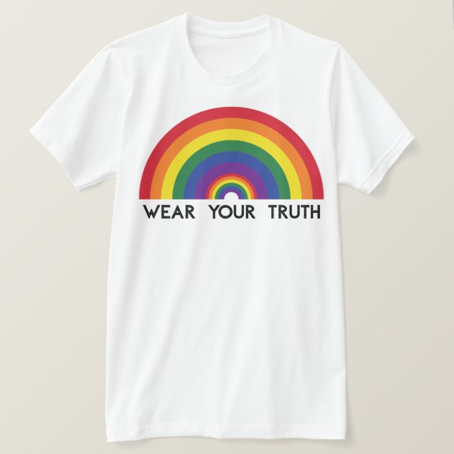 Camiseta Arcoíris Mínimo Arco Moderna Declaración Colorida  (Anverso del diseño)