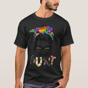 Camiseta Arcoíris Moño Desordenado Tía Orgullosa Gay y Lesb
