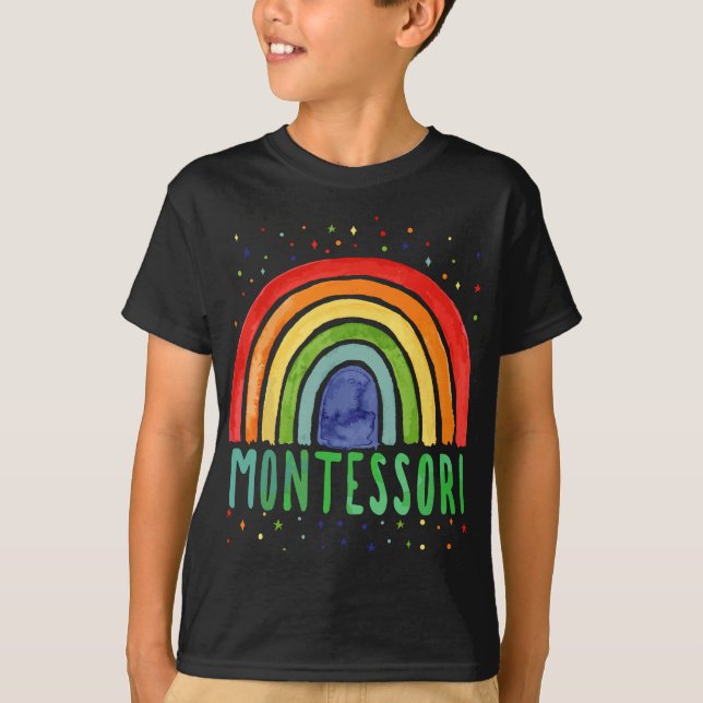 Camiseta Arcoiris Montessori Para Maestros Montessori (Anverso)