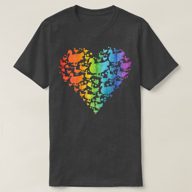 Camiseta Arcoiris Muscovy Duck Heart Funny Farmer Bird (Diseño del anverso)