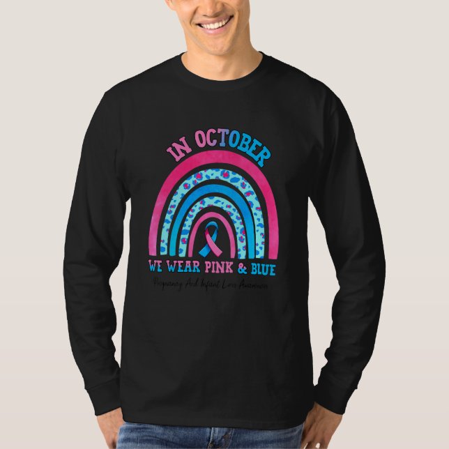 Camiseta Arcoiris Octubre Llevamos Embarazo Azul Rosa Y En (Anverso)