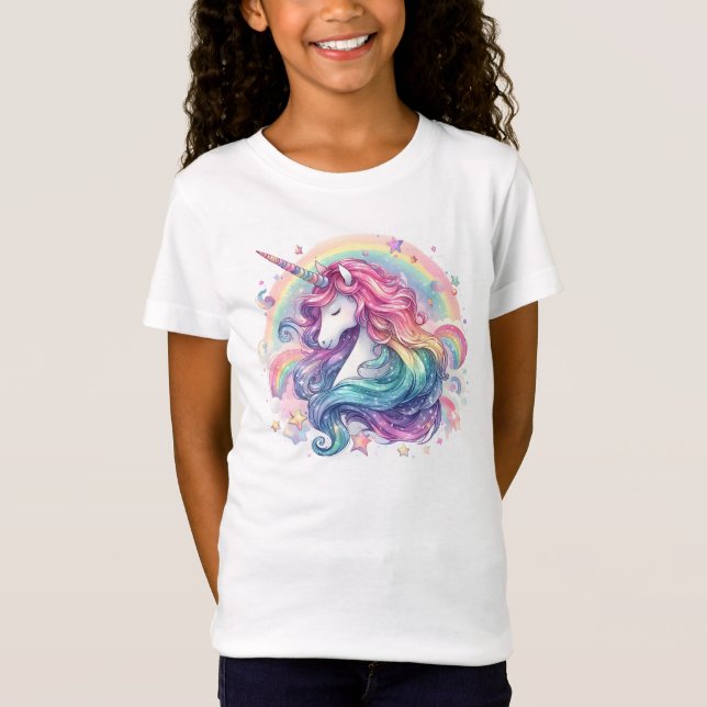 Camiseta Arcoíris Pastel Con Unicornio (Anverso)