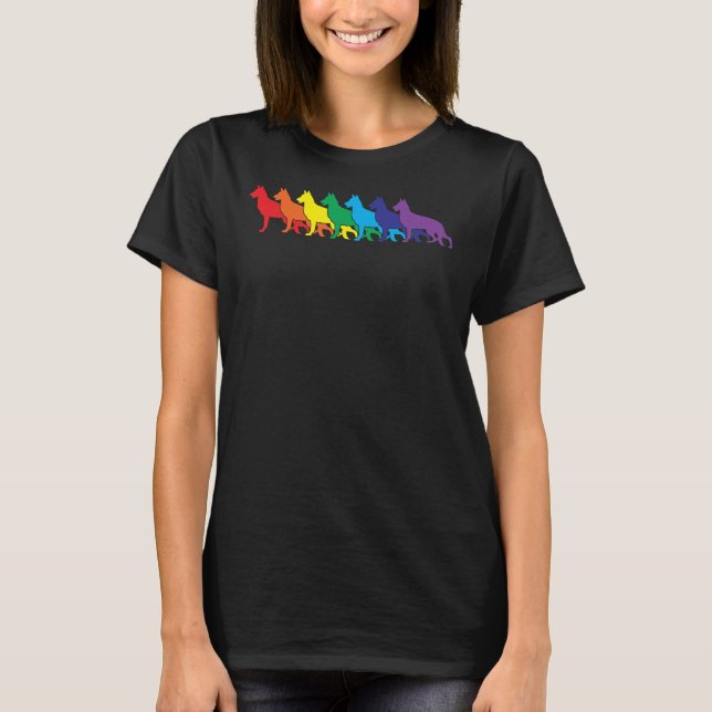 Camiseta Arcoiris pastor alemán (Anverso)