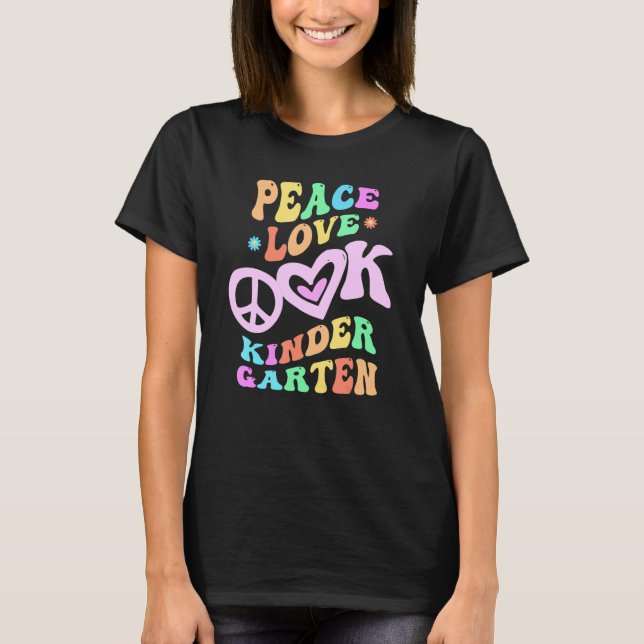 Camiseta Arcoiris Paz Amor KINDERGARTEN Retro Kinder Littl (Anverso)