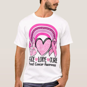 Camiseta Arcoiris Peace Love Cure Cure Cáncer de Mama de Ci