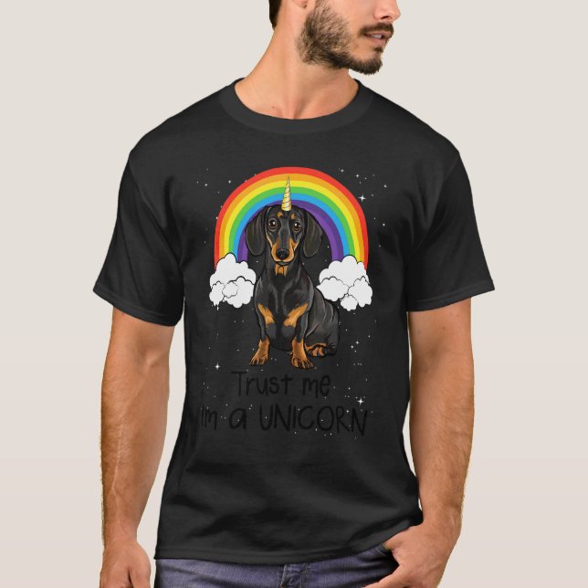 Camiseta Arcoíris Perro Dachshund Negro Confía En Mí Soy Un (Anverso)