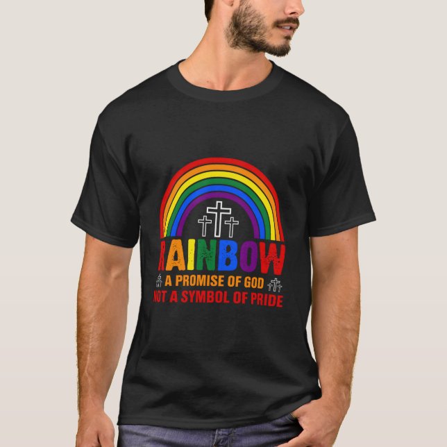 Camiseta Arcoiris Promesa De Dios, No Símbolo De Orgullo (Anverso)