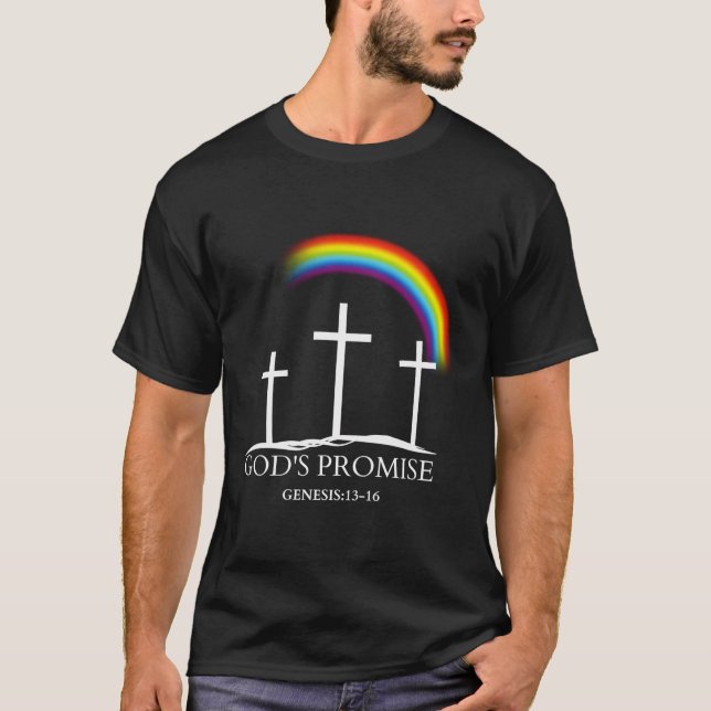 Camiseta Arcoiris Promesa De Dios, No Símbolo De Orgullo (Anverso)