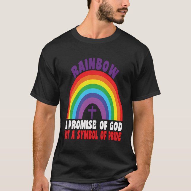 Camiseta Arcoiris Promesa De Dios, No Símbolo De Orgullo (Anverso)