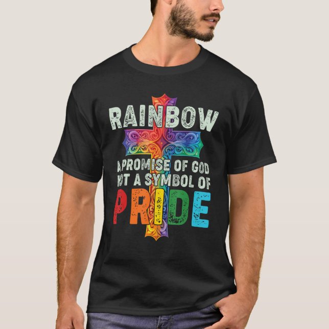 Camiseta Arcoiris Promesa De Dios, No Símbolo De Orgullo (Anverso)