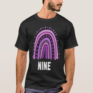 Camiseta Arcoiris púrpura Nueve años Noveno Día 9