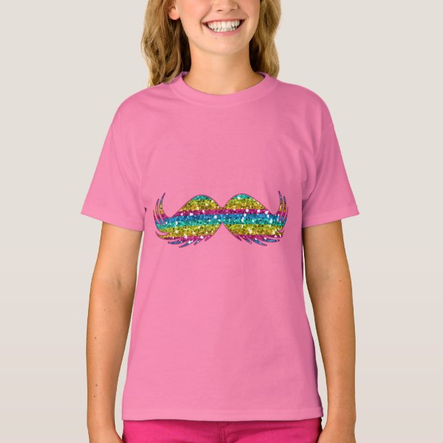 Camiseta Arcoiris Purpurina Mustache (Anverso)