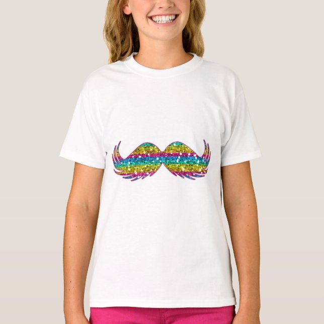 Camiseta Arcoiris Purpurina Mustache (Anverso)