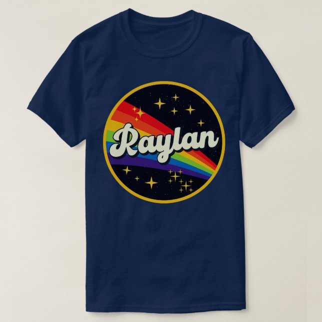 Camiseta Arcoiris Raylan en estilo vintage espacial (Diseño del anverso)