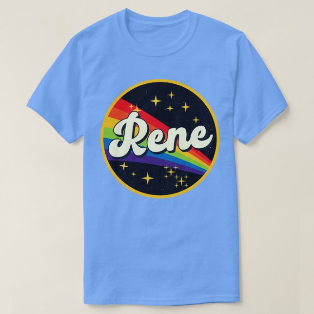 Camiseta Arcoiris René En Estilo Vintage Espacial (Diseño del anverso)