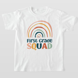 Camiseta Arcoiris retro colorido de primer grado Squad