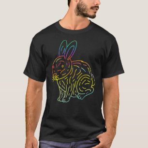 Camiseta Arcoiris retro de conejo psicodélico animal