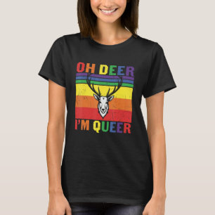 Camiseta Arcoiris retro Oh ciervo soy lesbiana queer Lgbt