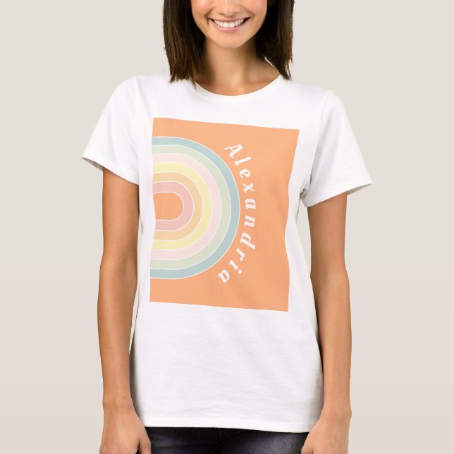 Camiseta Arcoiris retro Peach personalizado (Anverso)