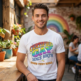 Camiseta Arcoíris Retro Personalizado Certificado Gay Desde