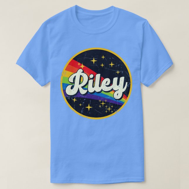 Camiseta Arcoiris Riley en el espacio Estilo de grifo vinta (Diseño del anverso)
