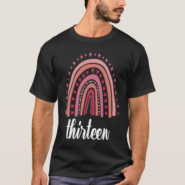 Camiseta Arcoiris Rojo Trece años 13 cumpleaños 13 (Anverso)