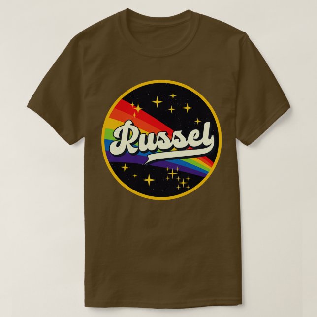 Camiseta Arcoiris Russel al estilo vintage espacial (Diseño del anverso)