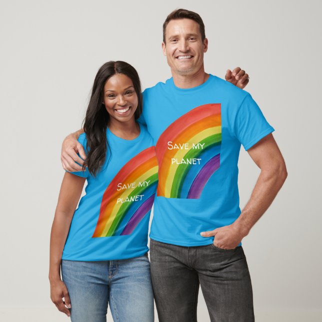 Camiseta ARCOÍRIS Salva mi planeta (personalizable) (Unisexo)