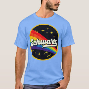 Camiseta Arcoiris Schwarz en estilo de vintage espacial