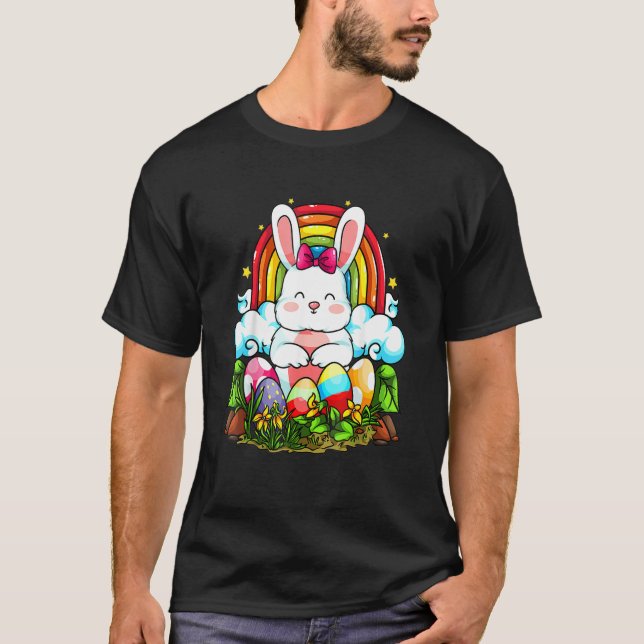 Camiseta Arcoiris Semana Santa Conejo Huevos Caza Cute Colo (Anverso)