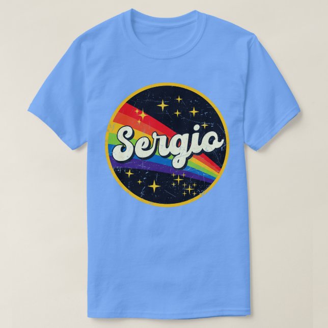 Camiseta Arcoiris Sergio en el espacio Estilo Grunge (Diseño del anverso)
