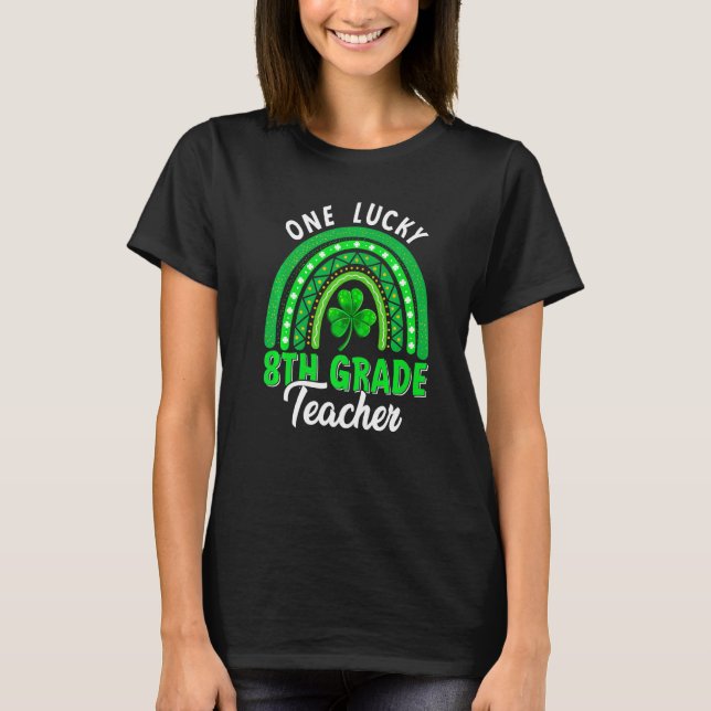 Camiseta Arcoiris Shamrock Leopard Octavo Grado Teacher Pat (Anverso)