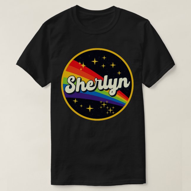 Camiseta Arcoiris Sherlyn en estilo de vintage espacial (Diseño del anverso)