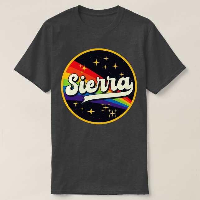 Camiseta Arcoiris sierrúrgico en el espacio al estilo vinta (Diseño del anverso)