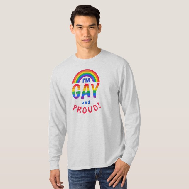 Camiseta Arcoiris ¡Soy gay y orgulloso! LGBTQ (Anverso completo)